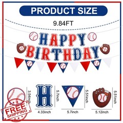 RICHHHA 3pc Baseball Banner Blue Red