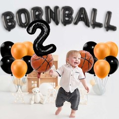 Born 2 Decorations – 23 Pcs Orange And Balck Basketball Party Letter Number F…