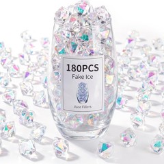 180PCS Iridescent Fake Ice Rocks Clear Acrylic Fake Ice & Plastic Gems Vases