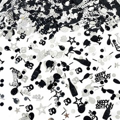 50th Black Silver Happy Birthday Confetti Metallic Foil Table Scatter
