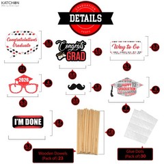 Red Graduation Photo Props 2026 – Pack of 23 | Photo Props for Red & Black Gradu