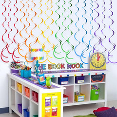 36 Pcs Rainbow Hanging Swirl Decorations Colorful Felt Swirl Streamer Spiral Cei
