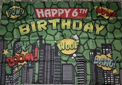 Turtles Theme Happy 6th Birthday 3×5 Ft. Banner Party Pack