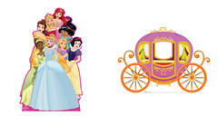 DISNEY PRINCESS CARRIAGE THEME PARTY LIFESIZE STANDUP STANDEE CUTOUT STANDIN SET
