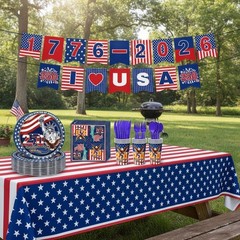 250th Anniversary Party Decorations Set, 87 Pc, Blue, 1776-2026, USA 250