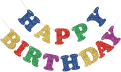 Glitter Colorful Happy Birthday Banner Birthday Party Decorations Sign Garland B