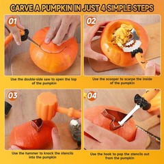 25 PCS Pumpkin Carving Kit Halloween Tools Safe Easy DIY Stainless Steel Set