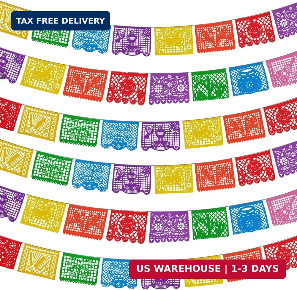 6 Packs 108 Ft Fiesta Party Decorations Mexican Party Banners Papel Picado Banne