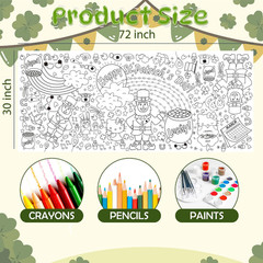 St Patricks Day Giant Coloring Tablecloth,St Patricks Day Crafts for Kids – 72X3