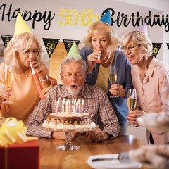 MAGLAUG 50th Birthday Decorations Banner 5 inches x 7 inches,