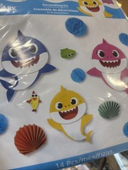 Baby Shark Dance Pinkfong Kids Birthday Party Cutout Wall Decorating Kit New