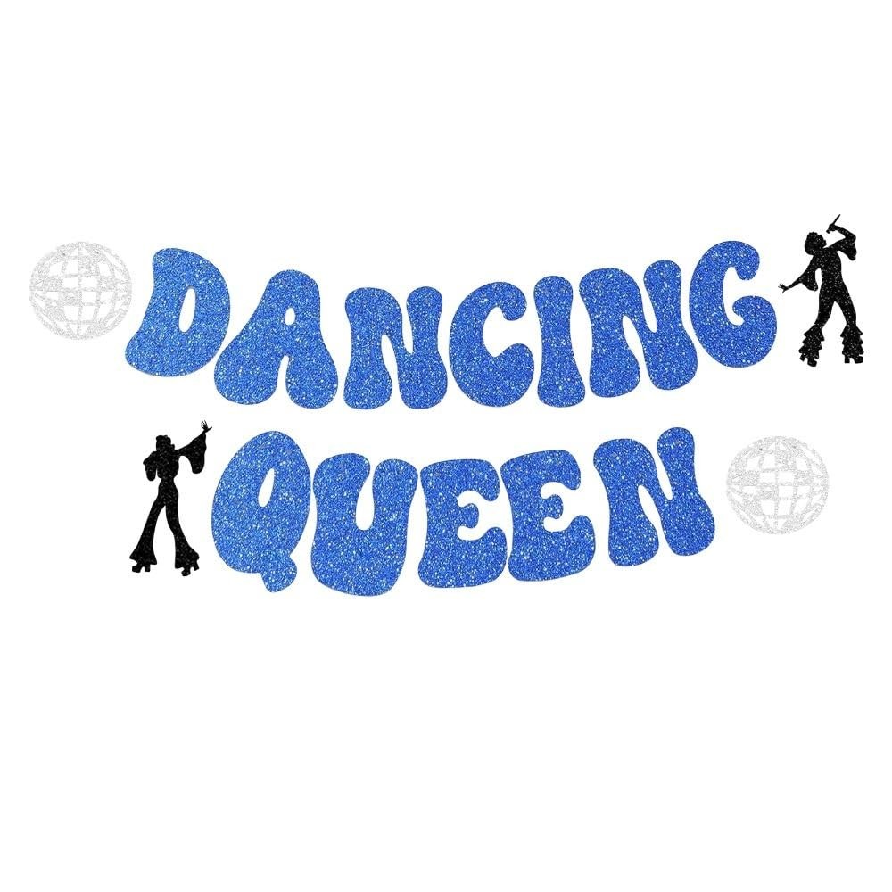 Glitter Dancing Queen Party Decorations, Blue 5.5×4.7in, 4.5in,