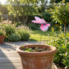 30PCS Pink Butterfly Decor Fake Butterfly Garden Picks for Outdoor Decor | 3D Do