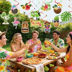 Hawaiian Luau Hanging Decorations, Luau Party Decorations, 24 PCS Hawaiian Lu…