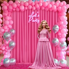 8x10FT Hot Pink Backdrop Curtains for Wedding Parties, Wrinkle Polyester Fuchsia