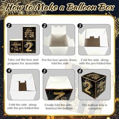 2026 New Year’s Eve Decorations – Black & Gold Balloons, Banner, Photo Props & C