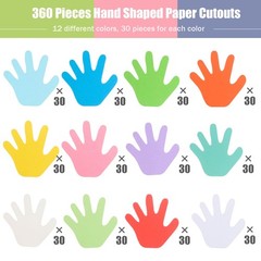 360 PCS Hand Cutouts Paper Shape Assorted Color Handprint Blank Creative DIY