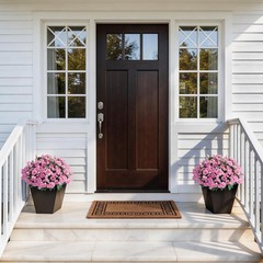 8 Bundles Artificial Roses for Front Door Outdoor Decor, 17 in, Pink