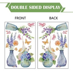 Yovkky Spring Summer Flowers Window Clings 4 Sheets, Potted Plant