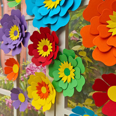 Rainbow Fiesta Decorations Multi-Color Paper Flower for Birthday Wedding Rainbow