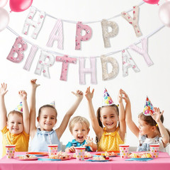 Pre-Strung Happy Birthday Banner Sign Reusable Felt Happy Birthday Garland Hangi
