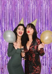 Shiny Light Purple Fringe Curtain,2pcs 3.2ft x 8.2ft Metallic Tinsel Foil Party