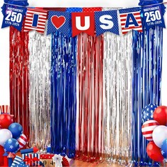 OHOME 4th of July Decorations – American 3.2ft x 6.56ft, Red white and blue