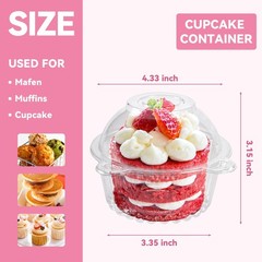 100 Pack Individual Cupcake Containers Plastic Cupcake Holders Deep Dome Muff…