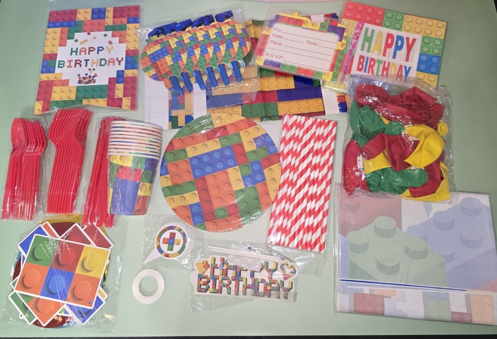 LARGE Lego Birthday Party SupplY Kit- Frre GIFT FOR Bday Child