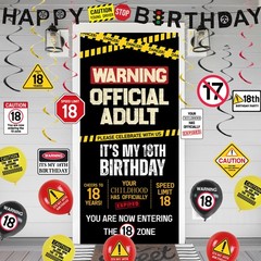 Roetyce 18th Birthday Decorations for Boys Girls, 59 x 27.5 inches, Black 18