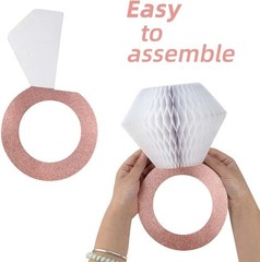 3-Pack Rose Gold Honeycomb Diamond Ring Decorations – Wedding & Bridal Party