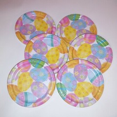 Set of 6 Easter Party Paper Plates Egg Design 48 Plates Total Small 6 3/4 in New