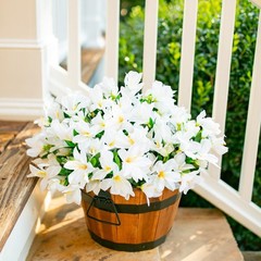 Artificial Flowers for Outdoors, 3 Bundles Fake Silk Azalea Bouquet Faux Flow…