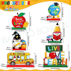 6 Pcs Back to School Party Decorations Wooden First of School Centerpieces Welco