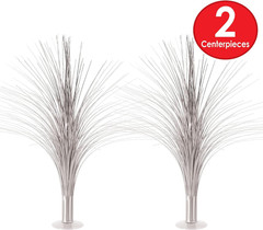 2-Pack Metallic Spray Centerpiece, Shimmering Silver Decoration for New Years, A