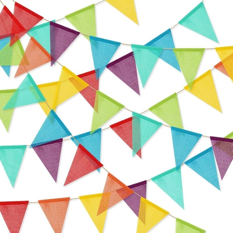 Rainbow Pennant Banner Flags 72ft Imitated Burlap Garland Party Decoration New
