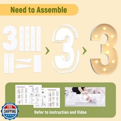 3FT Marquee Numbers 3 for 3rd 13rd Birthday Decorations, Large Light Up Numbe