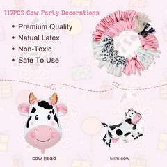 115PCS Pink Cow Party Decorations Balloon Garland Arch Kit Baby Shower New