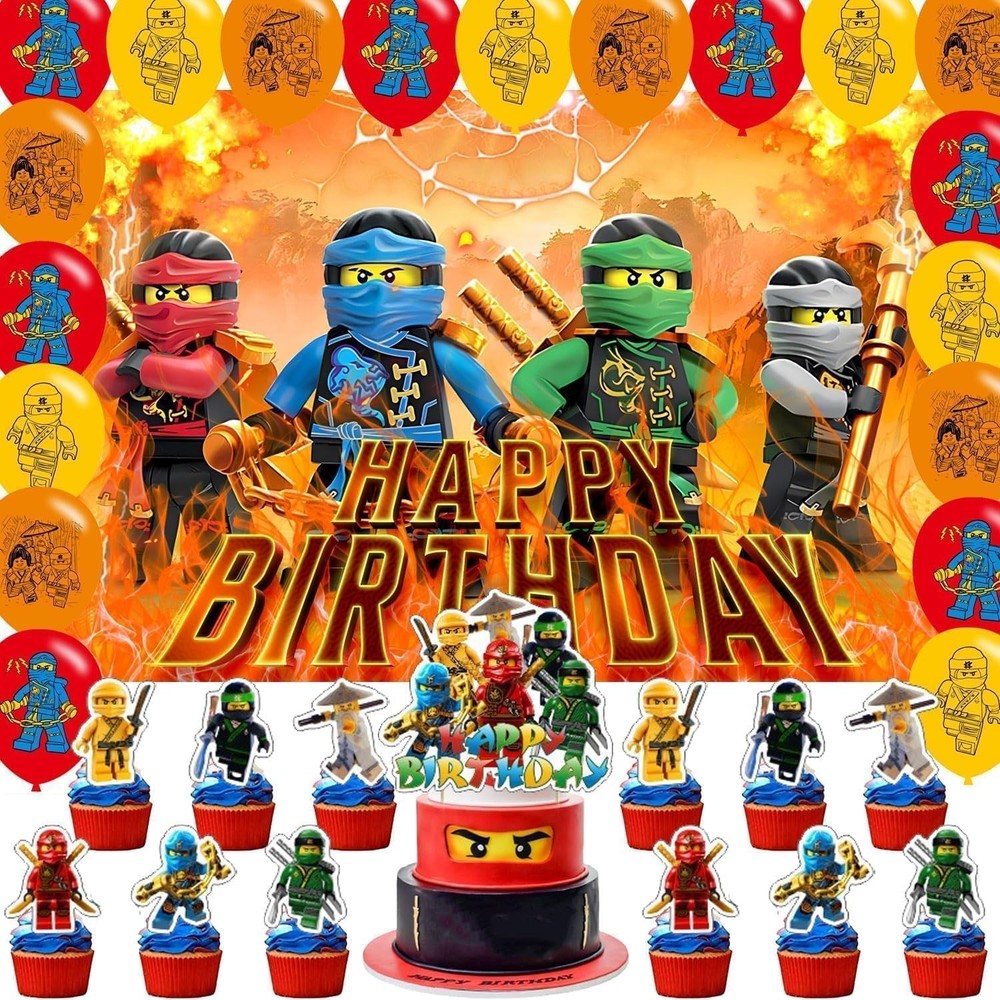 𝗡𝗶𝗻𝗷𝗮 Birthday Backdrop,𝗡𝗶𝗻𝗷𝗮 Poster for Cartoon Ninja Theme Party …