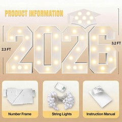 DIY 2.3ft Light Up 2026 Graduation Letters – Perfect for Prom and Ceremonies