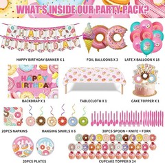 Donut Sweets Birthday Party Supplies, Donut Style Party Decorations Include H…