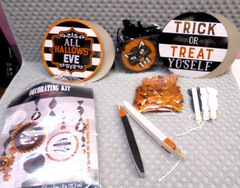 Halloween Ghost Pumpkin Cat Striped Halloween Party Room Decorating Kit OPEN