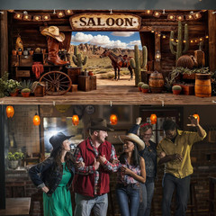 Valentine’S Day Western Saloon Garage Door Banner 7X16 Ft – Waterproof Cowboy Ba