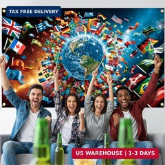 World Cup Backdrop 2026 43×71 Inches Multiple Flags Design Backdrop Stadium Atmo