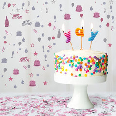 Pink Gold Silver Happy Birthday Confetti, 3000 Pieces Birthday Cake Metallic Foi