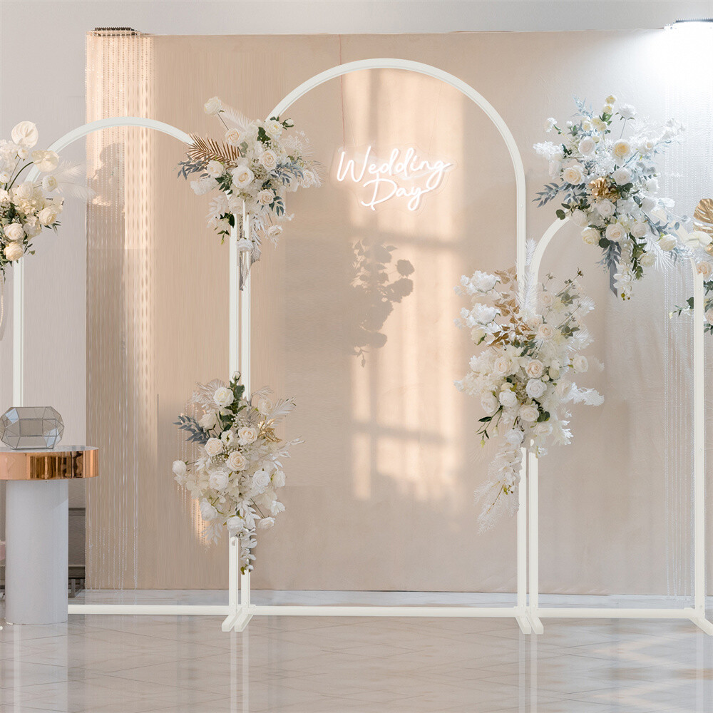 3x Large Metal Arch Backdrop Stand Wedding Arch Square Arched Frame 5/6/6.7ft