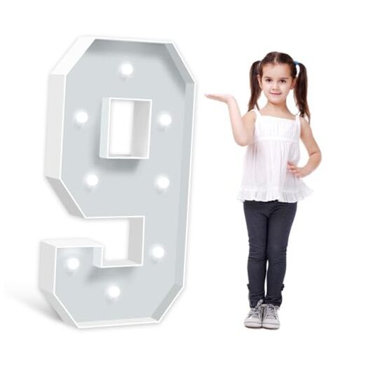 3 Feet Tall Marquee Light Up Numbers Pre-cut Foam Board Number 9 3ft White
