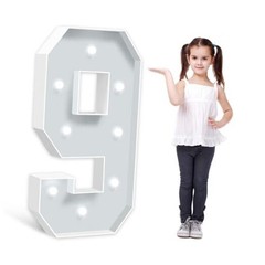 3 Feet Tall Marquee Light Up Numbers Pre-cut Foam Board Number 9 3ft White