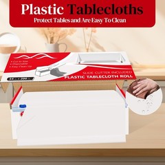 54 Inch x 200 Feet White Plastic Tablecloth Roll Cut to Size Disposable Table…