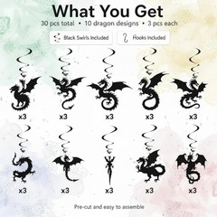 Lightweight Black Dragon Hanging Decorations – Ideal for Medieval Themed Parties